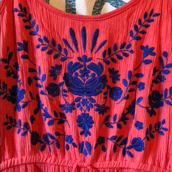 BUNDLE 3/$20 Maxi dress orange and blue size small - Picture 3 of 4